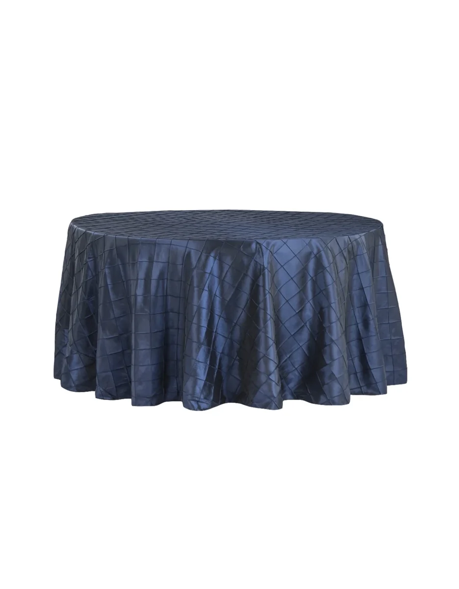 Pintuck 120" Round Tablecloth - Navy Blue
